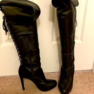 Thigh High boots! Jessica Simpson. Leather n Suede. Side zipper. Back lace ups.